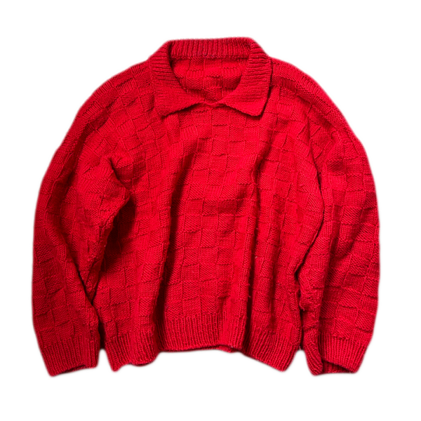 basket weave sweater in red, listing image, flatlay picture