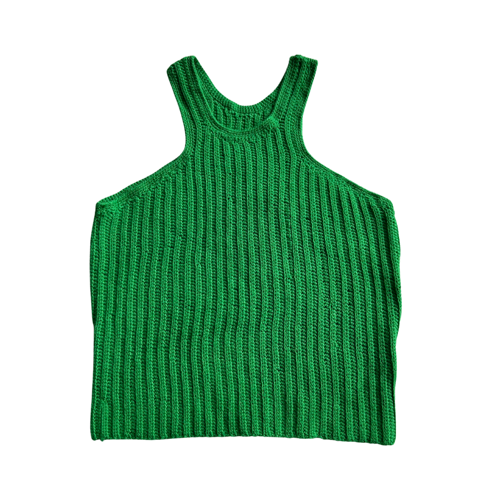 Flatlay of this bright green version of the perfect racerback top