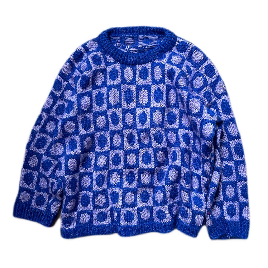 Spot On Sweater knitting pattern, flatlay picture