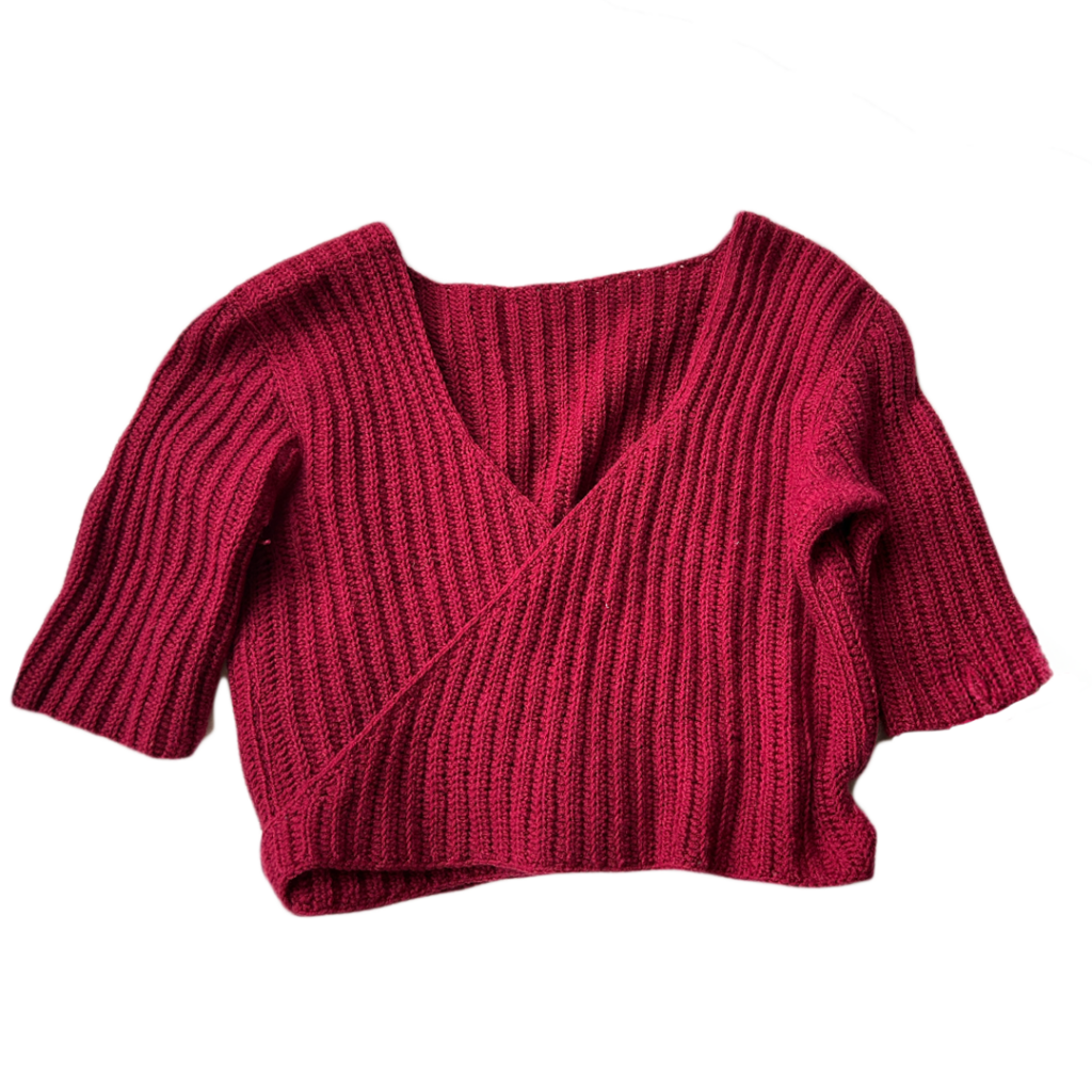 Wrap Top Crochet pattern, made to measure, handmade, red wrap top, vintage inspired