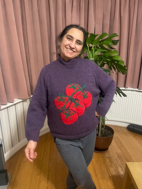 purple tomato sweater