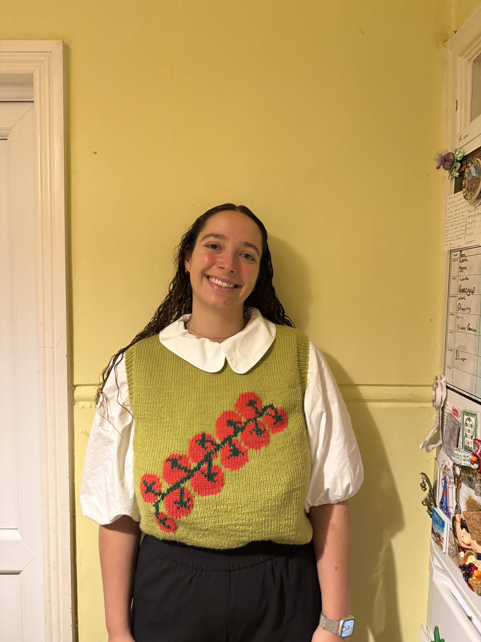 made by lily cherry tomato vest in light green